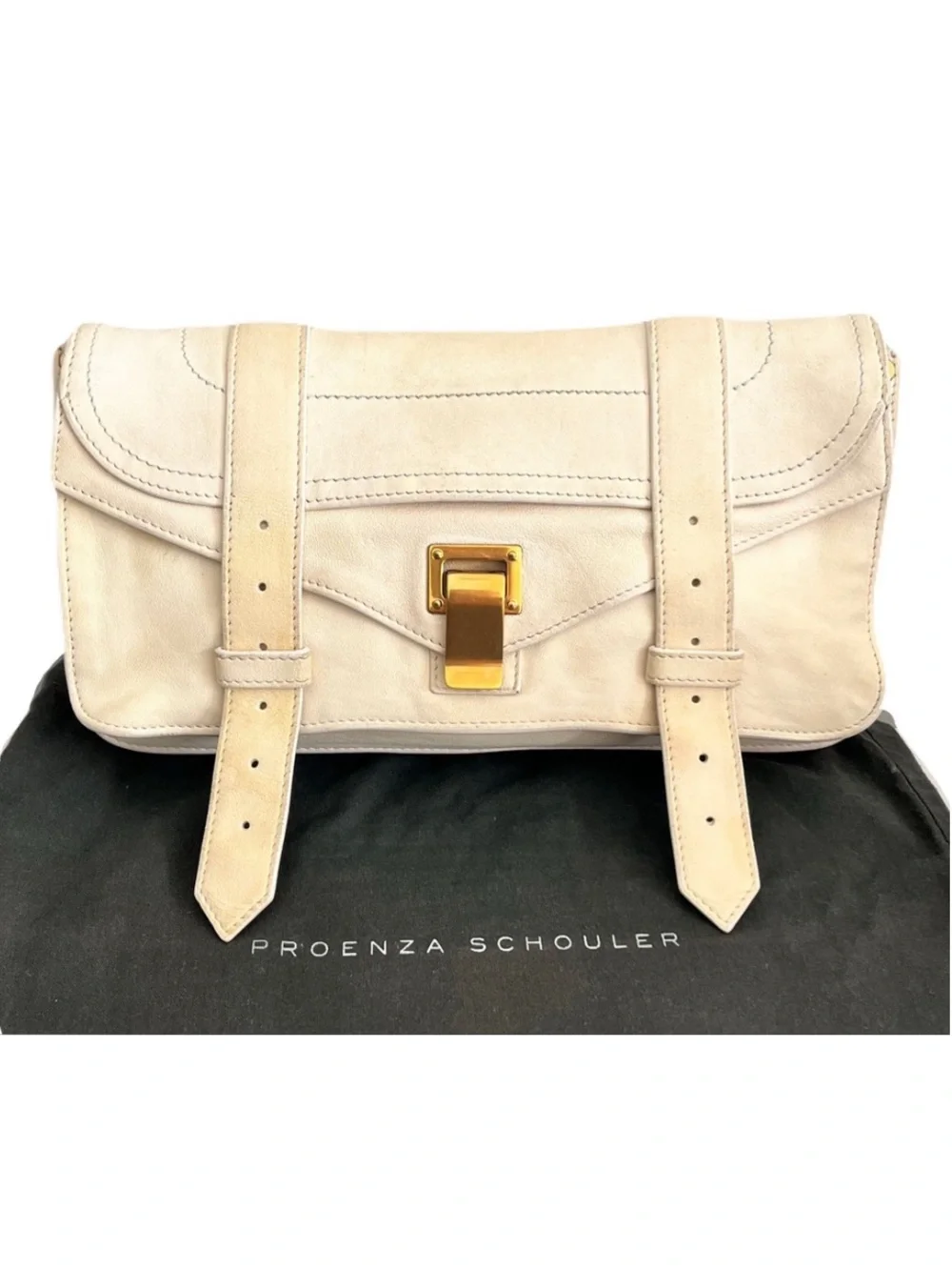 Proenza Schouler Ivory Leather PS1 Pochette Clutch